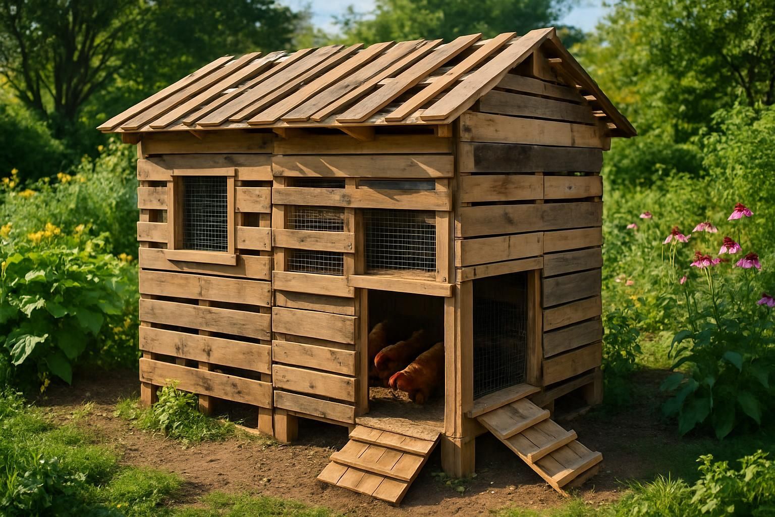 Construire un poulailler pas cher avec des palettes recyclées