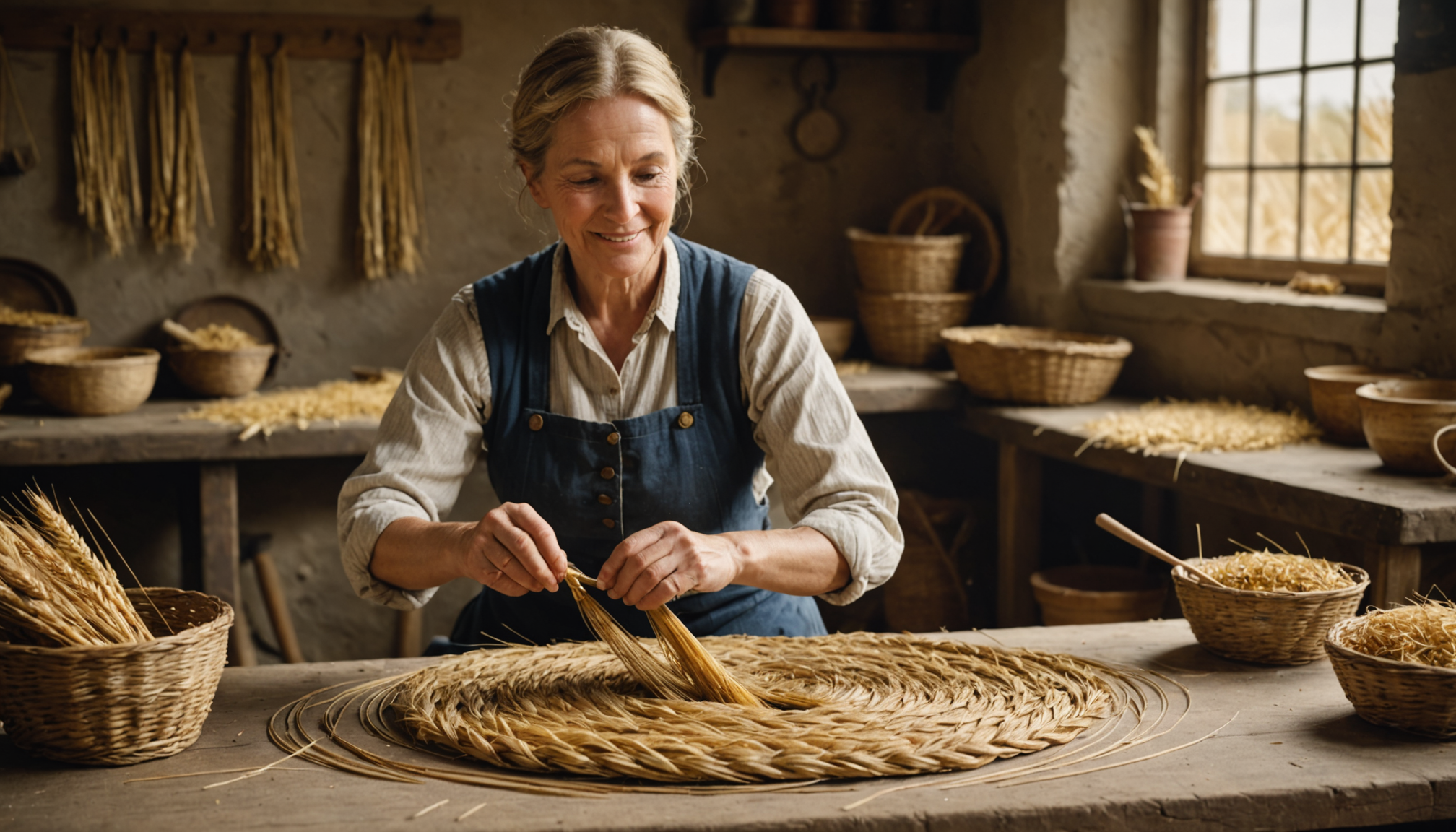La tresse en spirale : découvrir une technique circulaire en paille de blé