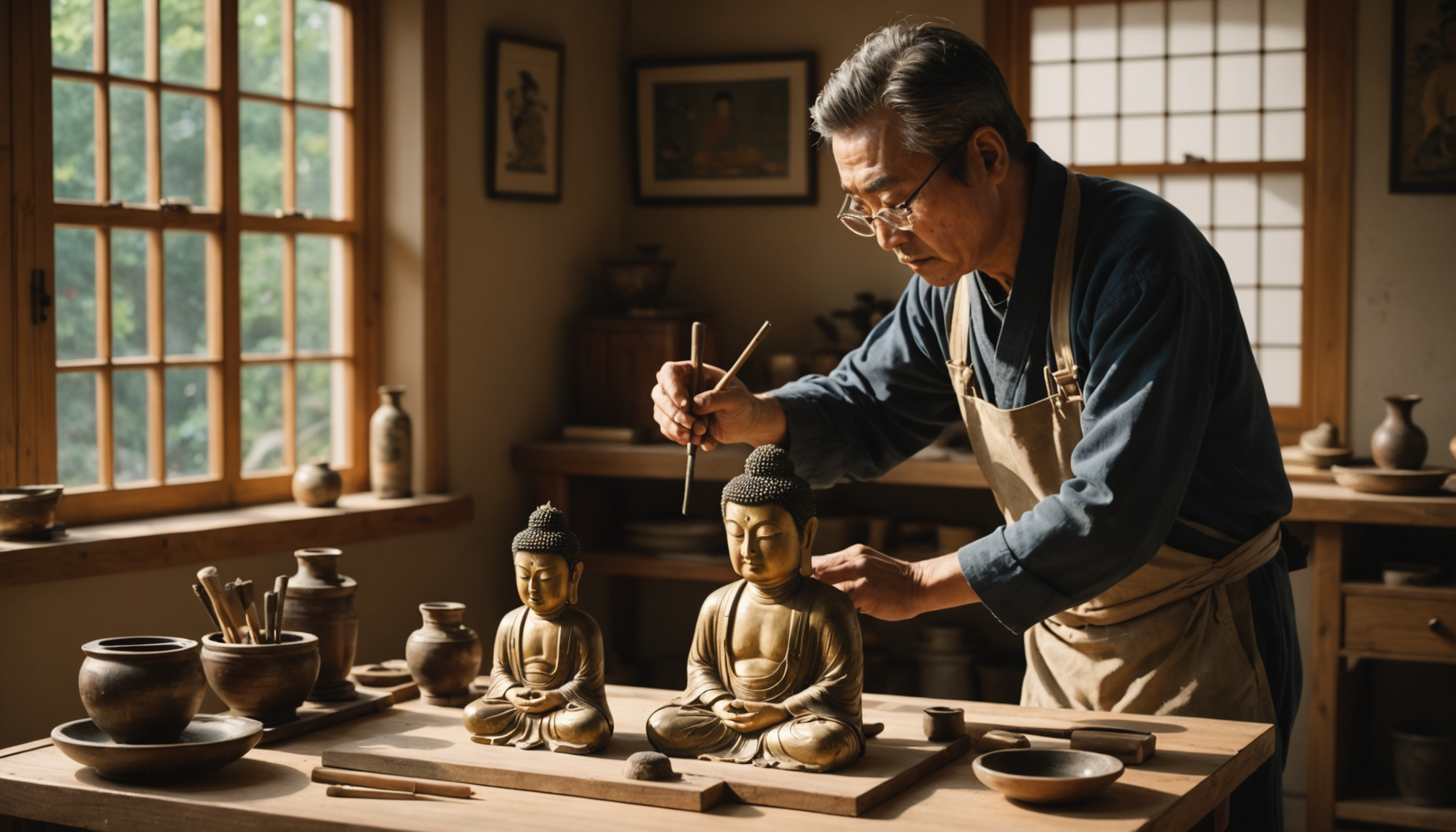 L’art de la sculpture japonaise : techniques de ponçage et secrets de la patine