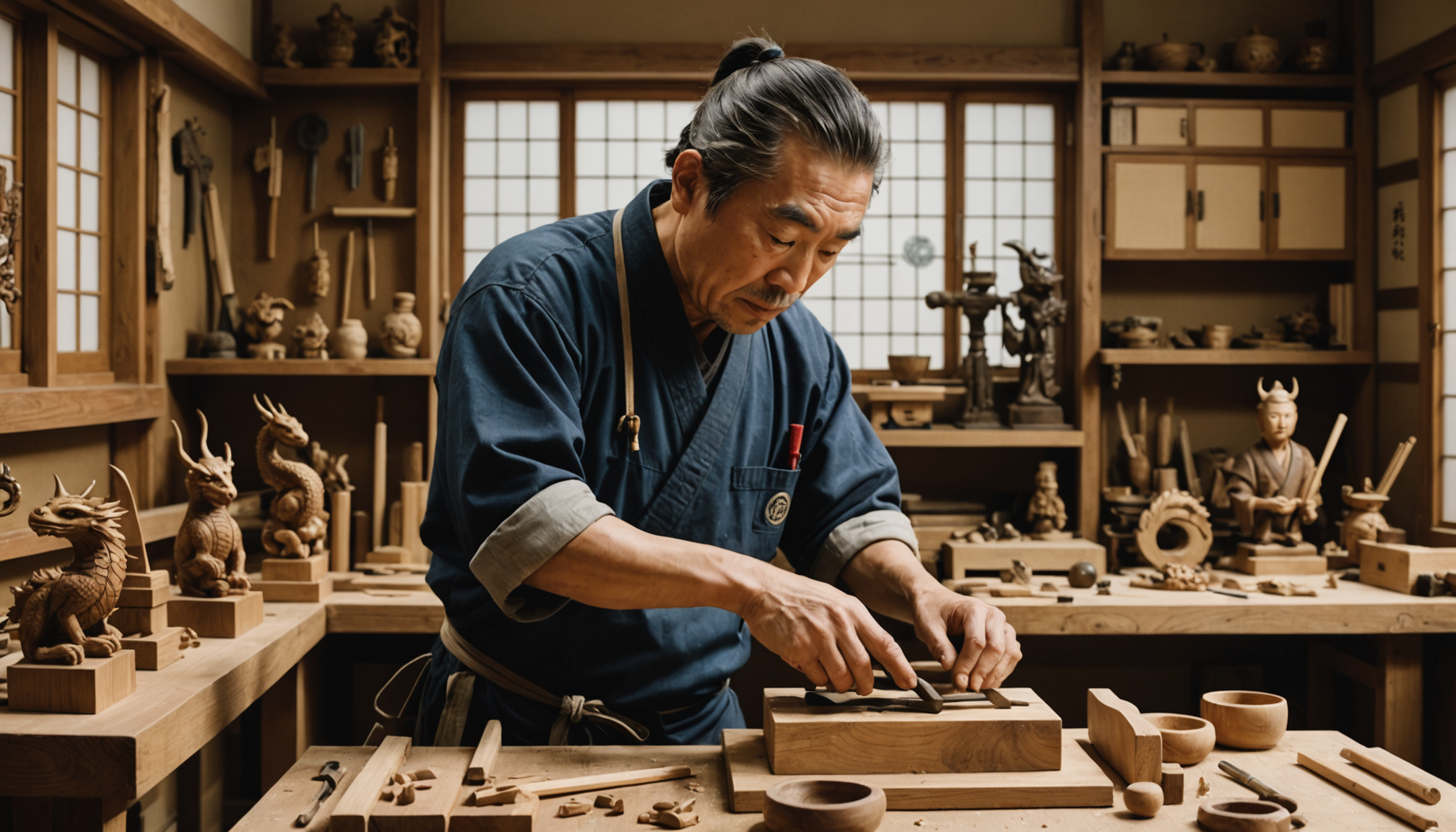 découverte des techniques traditionnelles de sculpture sur bois au japon