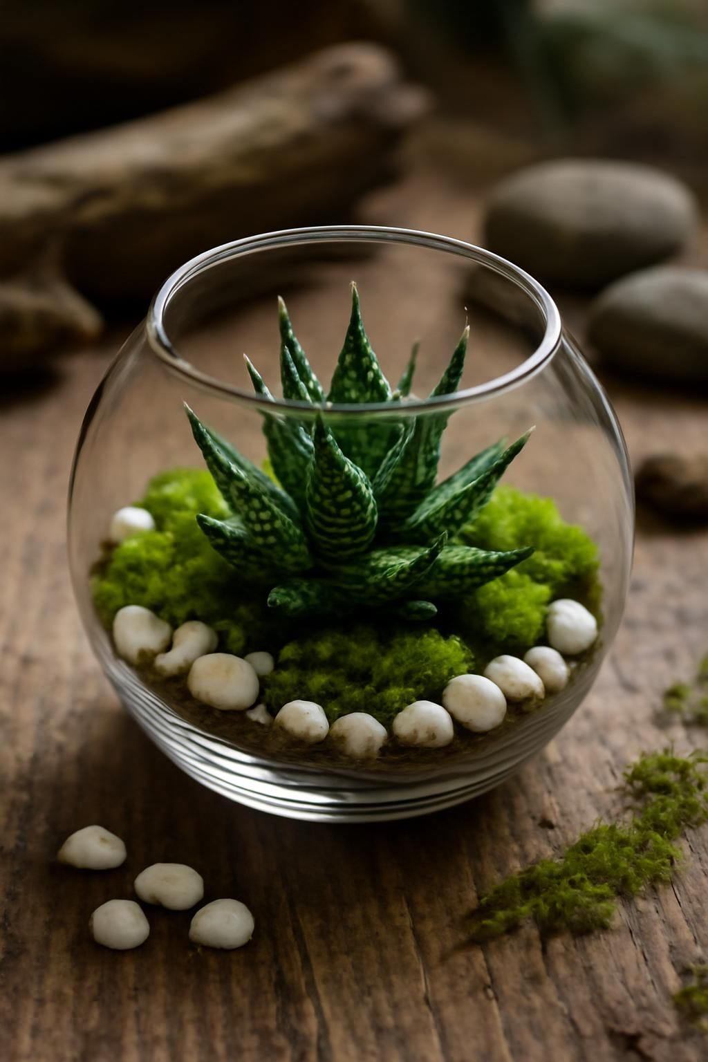 Découvrez l'art du désert miniature avec notre terrarium plante grasse artisanal. Offrez une touche d'élégance naturelle à votre intérieur grâce à cette création unique et facile d'entretien, idéale pour sublimer votre décoration.